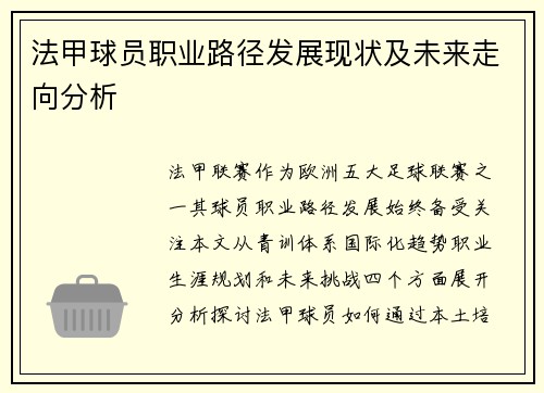 法甲球员职业路径发展现状及未来走向分析